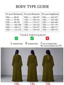 UNITHORSE Plus Women's Stand Collar Flowing Sleeve Satin High Slit Morning Robe Dress Fall - Olive Green - View 7