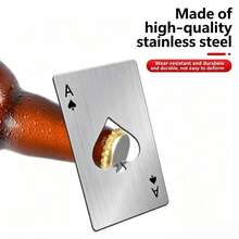 1 buah - Pembuka Botol Kartu Poker Ace Of Spades, Pembuka Botol Kaleng Soda, Pembuka Kaleng Kartu Stainless Steel - Hitam dan Putih - View 3