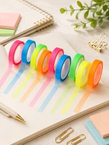 Ultra-Thin Index Tab Transparent Removable Stickers, Waterproof Writable Fluorescent Colors, 5 Colors, School Supplies, Back To School Season. Calendar Marking Labels Back To School Season. Also Suitable For Home Decor. - one-size - View 8