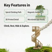 3D Magnetic Jumping Spider Spiral Climbing Ladder, Jumping Spider Climbing Ladder, Easy To Clean And Install, Jumping Spider Terrarium Landscaping Decoration And Habitat Accessory, Designed For Climbing, Hiding And Feeding Of Reptiles, Suitable For Jumping Spiders, Geckos, Lizards And Other Small Reptiles And Amphibians For Climbing, Resting, Exploring And Landscaping Decoration - View 9