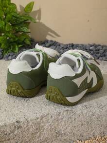 1 Pair Kids Fresh Green Lightweight Soft Sole Casual Sneakers, Suitable For School Running And Shopping - Green - View 4