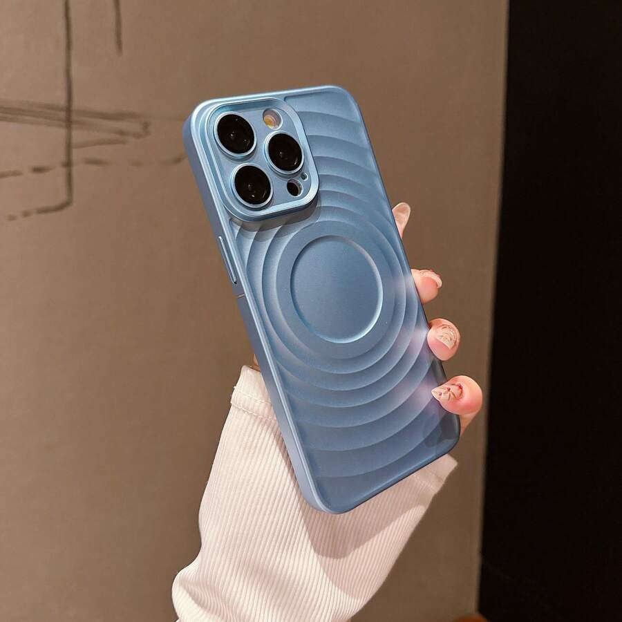 DECOPHONE سيليكون سائل بشكل موجي مضاد للسقوط مغناطيس قوي متوافق مع أجهزة أبل 16/15 بروماكس/14/13 أغطية حماية لاصقة بنقوش موجية. - الأزرق - مشاهدة 1