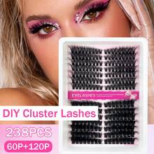 1 Box 238 Clusters Mixed DIY Segmented Cluster False Eyelashes, 60P+120P Dense Soft Single Cluster Lash Extensions, Lightweight No Pressure Eye-Enlarging Effect, Fluffy Dense Electric Eye Lash Look, Beginner-Friendly Easy-To-Apply Segmented False Eyelashes - C - View 1