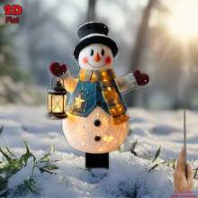 2D Acrylic Lantern Snowman Garden Stake, Christmas Outdoor Lawn Yard Decoration - A - View 1