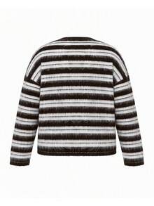 Plus Size Women's Striped Colorblock Casual Everyday Knit Top - Multicolor - View 10