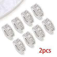 2pcs Silvery Plated Cubic Zirconia Spacer Beads Rhinestone Round Flat Heart Twist Metal Spacers For DIY Bracelet Necklace Jewelry Making Findings - Silver - View 22