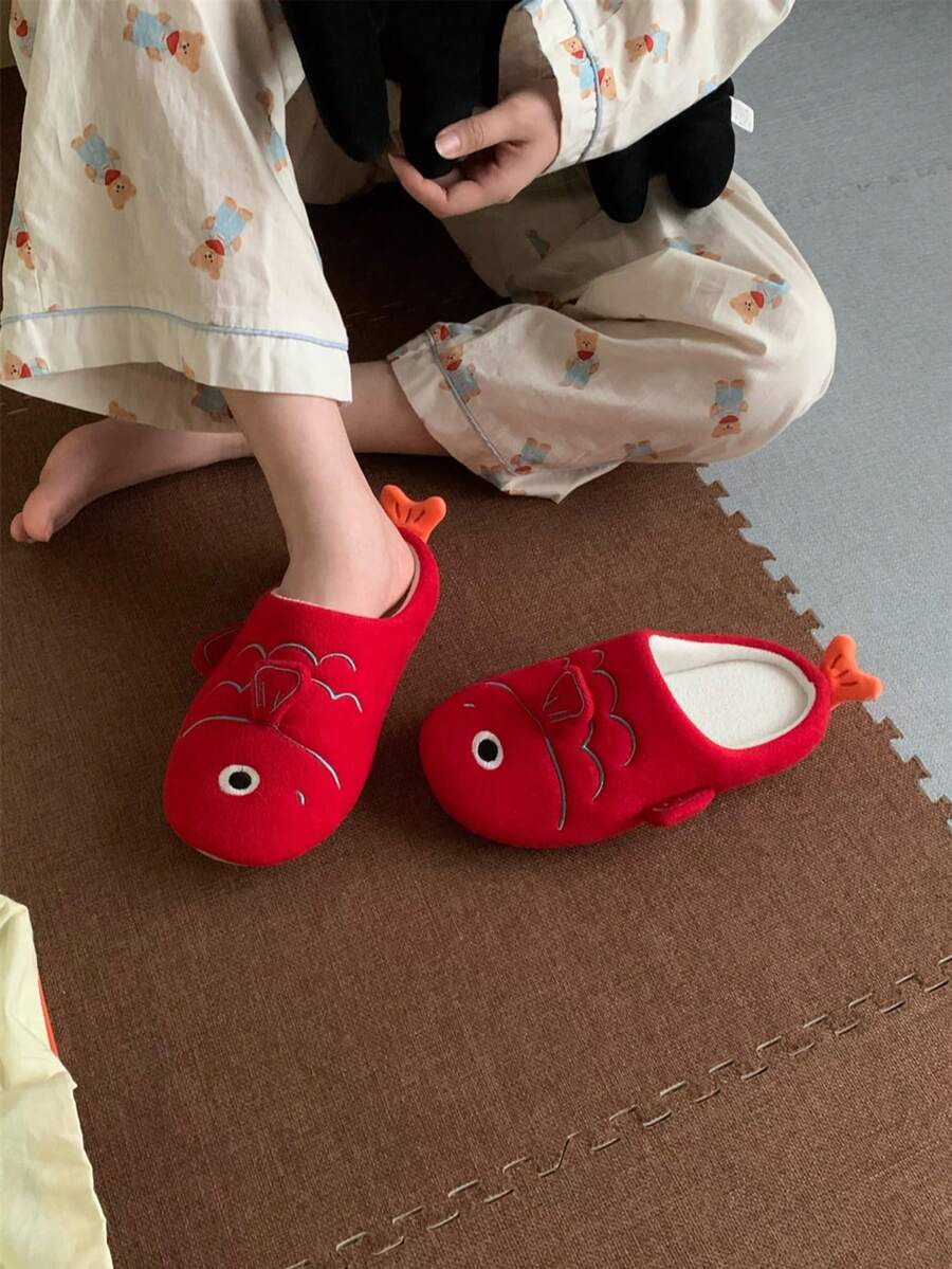 XIXITIAO Cute Carp Novelty Home Slippers, Lightweight Cozy Warm Closed‑Toe Indoor House Slippers For Winter