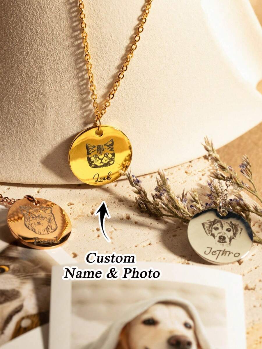 1pc Customized Dog Mom Necklace, Suitable As Pet Memorial Gift, Personalized Birthday Gift. Also Suitable For Lost Cats Or Dogs, Ideal Gift For Pet Lovers. This Necklace Is Made Of Stainless Steel, Belongs To Pet Memorial Jewelry. Additionally, Can Be Customized With Name Or Pattern According To Personal Needs, Very Practical Personalized Gift. Suitable For Mother's Day, Ramadan, Birthday, Anniversary And Other Occasions.