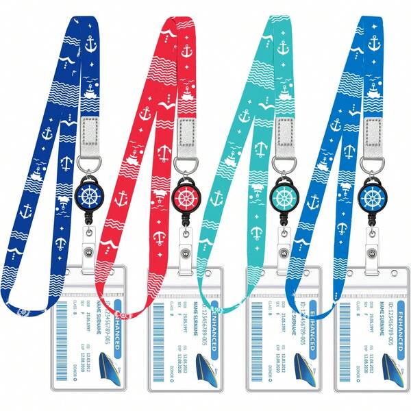 4pcs Cruise Ship Lanyard Cute Retractable Badge Reel ID Badge Holder 2026