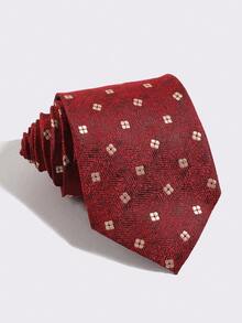 1 Set Burgundy Square Jacquard Collar & Bow Tie 2-Piece Set, Men's Commute Daily Wedding Celebration Formal Wear, No-Tie Necktie - Multicolor - View 7