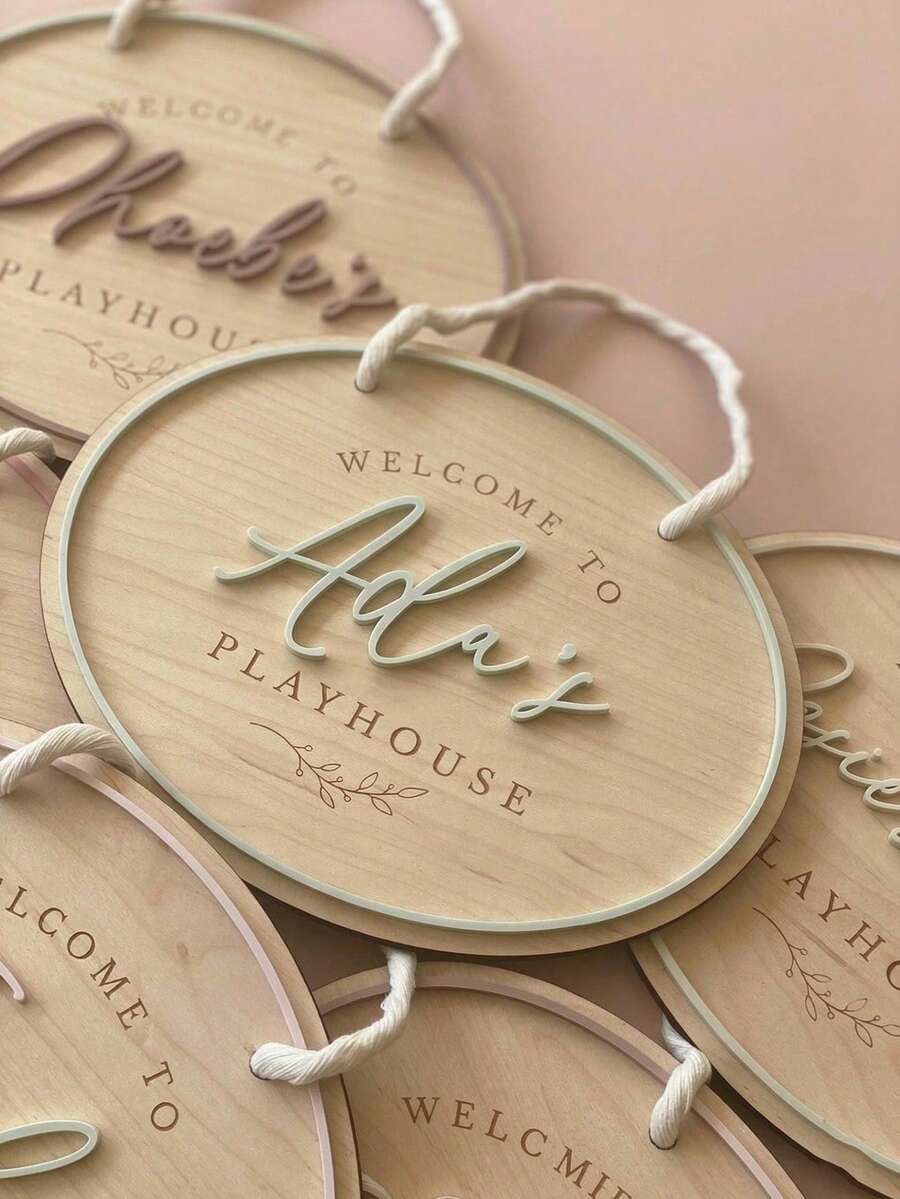 Personalized Wooden Children's Room Sign | Customized Game Room Decor | Name Plate | Role Play Room Sign - Multicolor - View 1