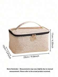 2/1pc Chinese Style Lace Cosmetic Bag Large Capacity Water-Resistant Wash Bag Travel Storage Bag Portable Multi-Functional Handbag - Multicolor - View 2
