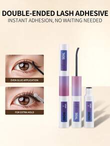 1pc 6ml 2-In-1 Black Lash Bond & Clear Seal, DIY Lash Extension Glue For Individual & Cluster Lashes, Strong Hold 48-72H, Latex-Free Waterproof Quick-Dry, Non-Irritating, For Home Eye Makeup - Black - View 2