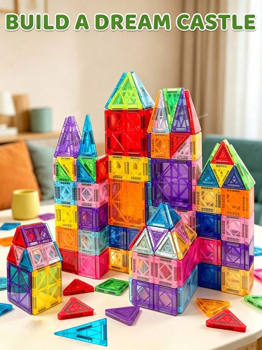 50/70/100pcs Magnetic Building Blocks, 2-In-1 Magnetic Construction Set, STEM Stacking Montessori Learning Toy, Suitable For Boys And Girls Aged 3+ Preschool Kindergarten Play Gift, Mixed Colors