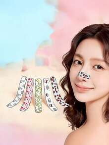 1/10/20pcs Memory Bone Nose Stickers, Nose Pads, Nose Clips Mixed Set, Cute Printed Nose Sticker Set With Storage Box, Portable Facial Nose Care Stickers, Suitable For Home, Travel, Daily Use, Various Festivals, Halloween, Christmas, Portable And Storable, Suitable For Makeup And Facial Decoration - Multi-color - View 1