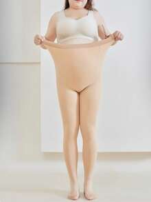 1 Pair Maternity Thin Tights, Skin Color, Ultra-High Elastic Waistband, Abdominal Support, Daily Wear - Apricot - View 6