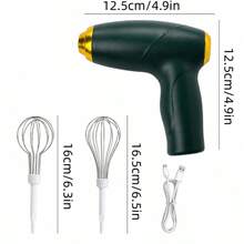 Rechargeable Wireless Handheld Mixer, 3-Speed Electric Egg Beater With Dual Interchangeable Mixing Heads, Portable Low Noise Kitchen Dessert Baking Mixer - Multicolor - View 12