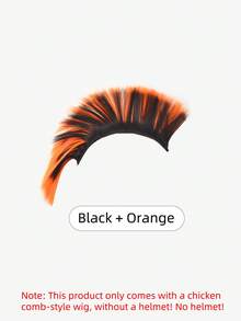 Punk Style Helmet Wig Only, No Helmet, Two‑Tone Spliced Synthetic Hair Decoration, Multi‑Colors, Cool Spiky Hairpiece For Motorcycle Helmet, Halloween, Party & Cosplay. - Multicolor - View 12
