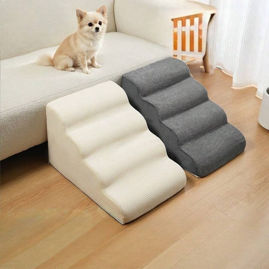 Tangga Ramp Hewan Peliharaan 3/4/5 Lapisan yang Dapat Dilepas dan Dicuci, Cocok untuk Anjing dan Kucing, Tangga Hewan Peliharaan Busa Lembut Terkompresi, Harap Tunggu 2 Jam Setelah Dibuka Kemasan Agar Busa Mengembalikan Bentuknya Sepenuhnya, Tangga Penopang Dalam Ruangan, Cocok untuk Hewan Peliharaan Kecil, Sedang, Besar, dan Lansia, Perlengkapan Kamar Tidur dan Ruang Tamu - Krem - View 1