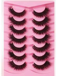 5 Pairs Fluffy, Natural Soft, Thick 9D Faux Mink Eyelashes - Instantly Enhance Your Look! - Black - View 4
