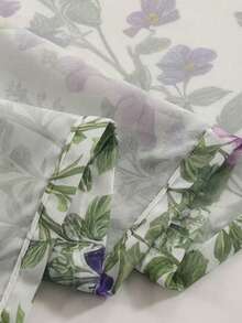 1pc Pastoral Style Butterfly & Floral Print Cafe Short Curtain, Decorative Window Valance For Kitchen, Bedroom - Multicolor - View 9