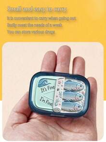 Canned Sardine Square Pill Box, Portable Pill Storage Box, Mini Transparent Storage Box, Portable Jewelry Pill Box, Travel Pill Box, Large Capacity Compartment, Weekly Pill Dispenser, Suitable For Daily Medication And Vitamins - Multicolor - View 9