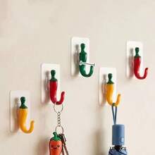 1pc Chili Pepper Hook, Strong Adhesive No-Drill Wall Hook, Entryway Key Hook - View 3