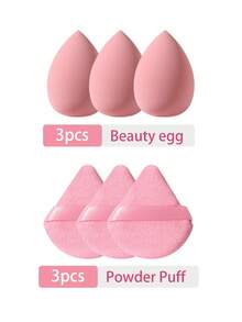 29Pcs/6pcs Pink Rose Gold Makeup Brush Set Makeup Brushes Cosmetic Sponges Triangle Powder Puffs Round Powder Puffs Cleaning Sponges Complete Makeup Tool Kit For Beginners - Rose Red - View 8