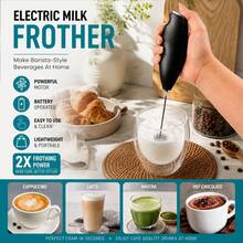 Portable Battery-Operated Milk Frother For Creating Rich And Creamy Froth, Featuring A Lightweight Plastic Handle And A Whisk Made Of 304 Stainless Steel. This Low-Noise Kitchen Gadget Is Perfect For Beverages, Coffee Enthusiasts, Camping Trips - Multicolor - View 1
