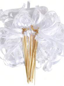 10/20pcs Ribbon Magic Wands With 3 Layers Of Ribbon And Gold Bells, Party Favors, Ribbon Sticks, Fairy Magic Wands, Wedding Decoration - Ribbon Stick - View 9