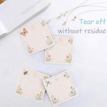 4 Packs 200 Sheets Floral & Insect Sticky Notes 75x75mm 3x3in, Butterfly Bee Ladybug Dragonfly Plant Self-Adhesive Memo Pads, Cute To-Do List Desktop Reminder Stickers For Planner Journal School Office Stationery - 75 X 75 mm - View 7