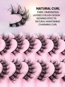 MAANGE 10 Pairs Natural Messy Cat Eye False Eyelashes, Thin Lash Stem, Create Cat Eye Makeup Look, Long And Slender, Soft And Natural, Strip False Eyelashes - Multicolor - View 7