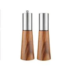 2件套盐和胡椒研磨器，带木底座，不锈钢手动盐和胡椒研磨器，带可调节陶瓷研磨器，适用于厨房、烧烤、野餐 - 彩色 - 查看 6