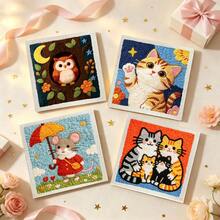 DIY Punch Needle Kit For Beginners – Includes Punch Needle, Yarn, Instructions, Square Hoop & Pre-Printed Fabric (Beautiful Animals). Creative Craft For Wall Decor Or Gifting. 2D Printed Punch Needle Starter Kit. 24x24cm (9.44x9.44in). - Beautiful Animals - View 3