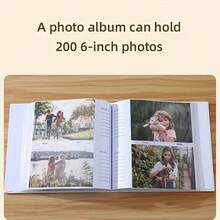 1pc Minimalist Linen Creative Gift Photo Album, Linen Photo Album, 6 Inch, 200 Pages, With Pockets, For Photo Storage, Suitable For Family And Wedding Commemorative Album, Anniversary, Birthday, Thanksgiving, Valentine's Day Gift - Multiple Styles - View 4