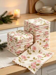 20/10/5/1pc Coral Fleece Reusable Cleaning Cloth, Super Absorbent Quick Dry Soft Towel, Kitchen Rag, Coral Pink Gold Pattern Multi-Purpose Wiping Cloth, Suitable For Kitchen, Baking, Tea Towel, Bathroom, Car, Window, Cleaning Supplies, Gift - Multicolor - View 6