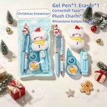 1 Set Christmas Themed Stationery Gift Set, Gel Pen Eraser Correction Tape Charm Pendant, School Office Reward Prizes For Children, Stocking Stuffer - Multicolor - View 9