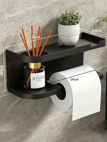 No-Drill Wall-Mounted Paper Towel Holder With Storage Shelf, Multi-Roll Paper Towel Dispenser, Space-Saving For Kitchen Countertop, Cabinet, Office, Bathroom Accessory, Halloween Home Bathroom Decor - Multicolor - View 12