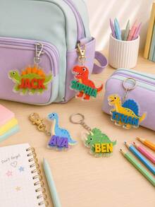 3D Acrylic Keychain Personalized Dinosaur, Backpack Tag, Back To School Gift For Kids, Custom Name Charm Dino Boys Girls - Multicolor - View 5