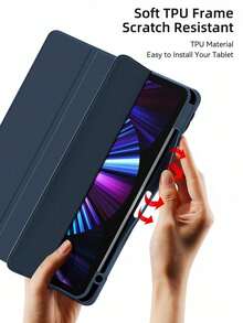 DANYCASE 简约纯色深蓝色翻盖保护套，兼容第 11 代 A16 处理器、Air 11/13 M3 2025、Mini 7/6、Air 11/13 M2 2024、Pro 11/13 M4 2024、第 7/8/9 代 10.2 英寸、Air 4、Air 5 10.9 英寸、第 10 代。春季礼物，商务办公专业之选。 - 藍色 - 查看 4