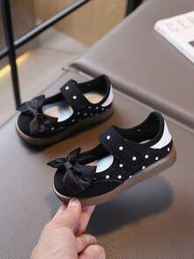 1 Pair Spring/Autumn New Princess-Style Soft Sole Baby Walking Shoes For Girls With Bowknot Sweet Design - Black - View 6