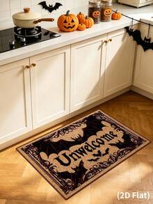 1PC Halloween Crystal Velvet Doormat, Ghost Pumpkin Black Cat Door Mat, Machine Washable Stain-Resistant Welcome Rug, Trick Or Treat Party Decor - Multicolor-1 - View 10