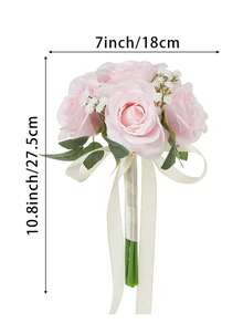 White Pearl Tulip Bridal Bouquet(8.66inch)With Pearl Decoration, Lace Bow Artificial Flower For Wedding Party Prom Gift - Multicolor - View 14