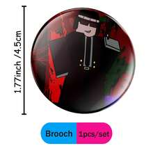 7pcs Roblox Theme Enamel Brooch Set, Round 4.5cm Eerie Badge, Gothic Skull & Horror Character Design, Durable Clasp, Suitable For Halloween Party, Cosplay, Backpack, Jacket, Bag Decoration, Horror Fan Gift - A - View 10