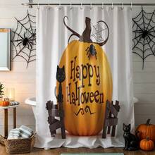 1pc Halloween Pumpkin Black Cat Shower Curtain, Vintage Design, Waterproof Bath Curtain, Suitable For Bathtub Partition, Bathroom Decor And Bathroom Accessories, Home Decor Gift - Multicolor - View 9