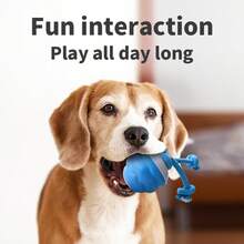 Smart Fully Automatic Rolling Dog Toy Ball, USB-C Rechargeable Interactive Pet Toy With Rope Knot, 3-Speed Obstacle Avoidance Mode, Dental Cleaning & Chewing Toy, Suitable For Indoor Solo Play And Small To Medium Dogs - Blue - View 12