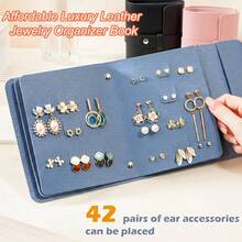 Portable Jewelry Storage Book, Foldable Travel Earring Organizer Holds 42 Pieces, Waterproof PU Leather Jewelry Storage Box Suitable For Earrings, Rings, Necklaces, Accessories, Large Capacity Display Bag - Essential For Vacation Travel - Multicolor - View 1