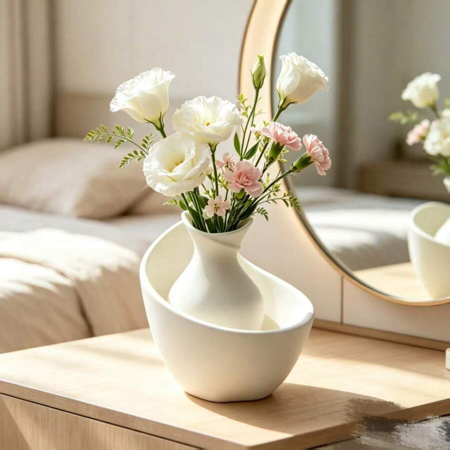 New 3D Printed Minimalist Luxury Decorative Vase Desktop Flower Arrangement Ornament Unique Gift For Fashion Enthusiasts - 1PC - View 1