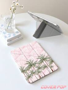 1pc Vintage Striped Palm Tree Y-Fold Protective Case, Compatible With IPad 11(A16)2025(11-Inch)/Pad Air7(M3)2025(11-Inch)/Pad 10th Gen 2022(10.9-Inch)/Mini6 2021(8.3-Inch), Multi-Angle Y-Fold Stand, Shockproof Protection, Pencil Slot, Auto Wake/Sleep, Coastal Vacation Style Exquisite Tablet Accessory - Multicolor - View 5