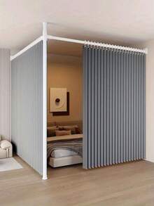 1PC-Minimalist Folding Room Divider Curtain, Thick Fabric, Excellent Light Blocking, Strong Privacy, Suitable For Living Room, Bedroom, Walk-In Closet, Bathroom And Balcony, Space-Saving, Durable And Easy To Clean - ML0 - View 1